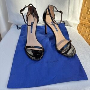 Stuart Weitzman Nudistsong Glossy Black‎ Patent Leather Women's Size 7